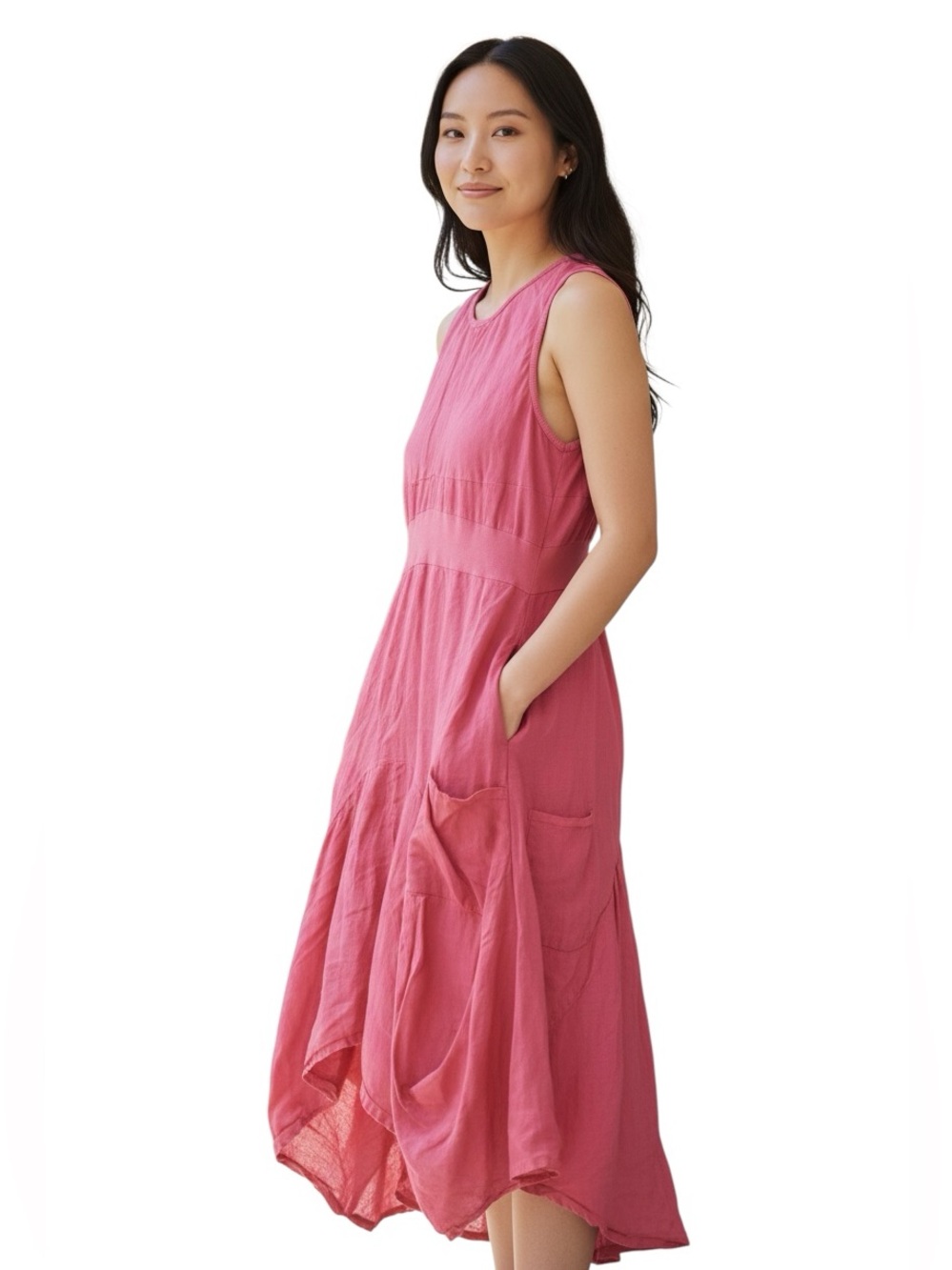 Neiman Marcus Women’s 100% Linen Dress w/ Asymmetrical Bottom